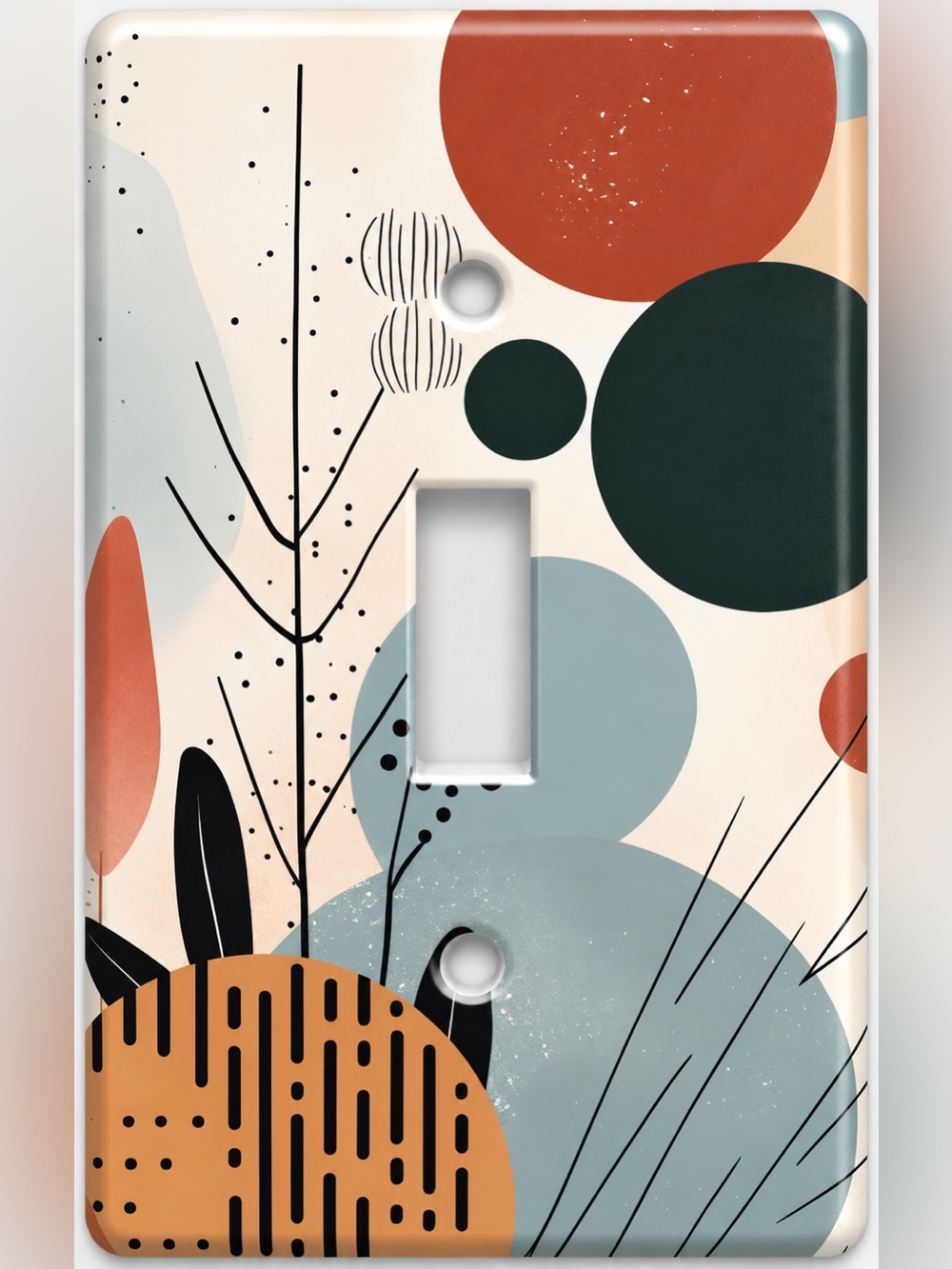 Handmade Mid Century Modern Abstract Duplex Outlet Cover Plate